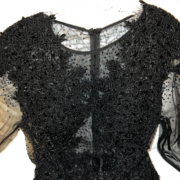 MAC DUGGAL A-Line 3/4 Sleeve Black Prom Dress - Picture 16 of 16